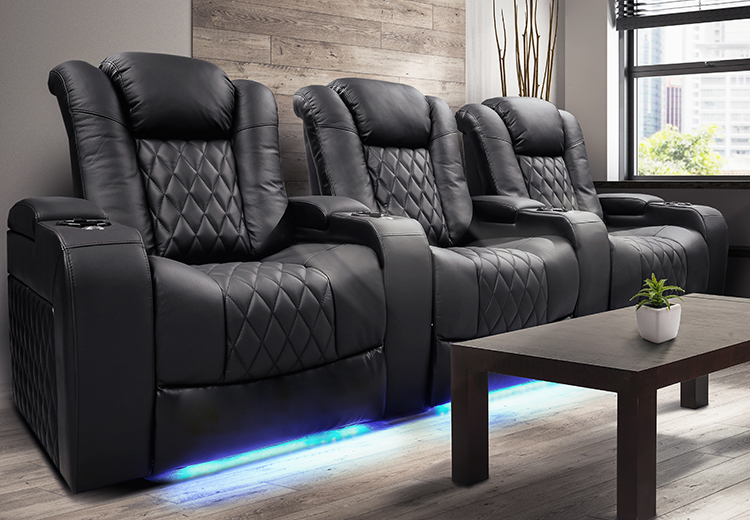 Home Theater Seating, White Leather Theater Sofa