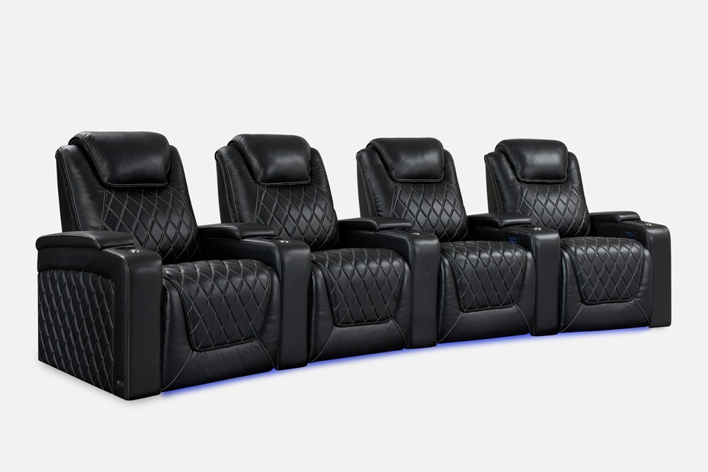 Curved Seating For Your Home Theater, White Leather Theater Sofa