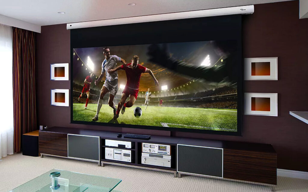 Projector-in-home-cinema-captures-every-detail-of-games-with-projector-and-home-theater-seating-creating-best-experience